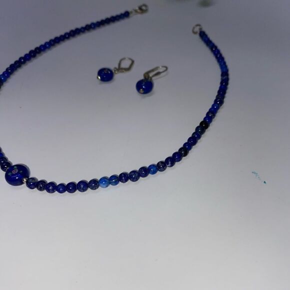 Sea of Ice Precious Gemstone Necklace and Earrings - Picture 4 of 5